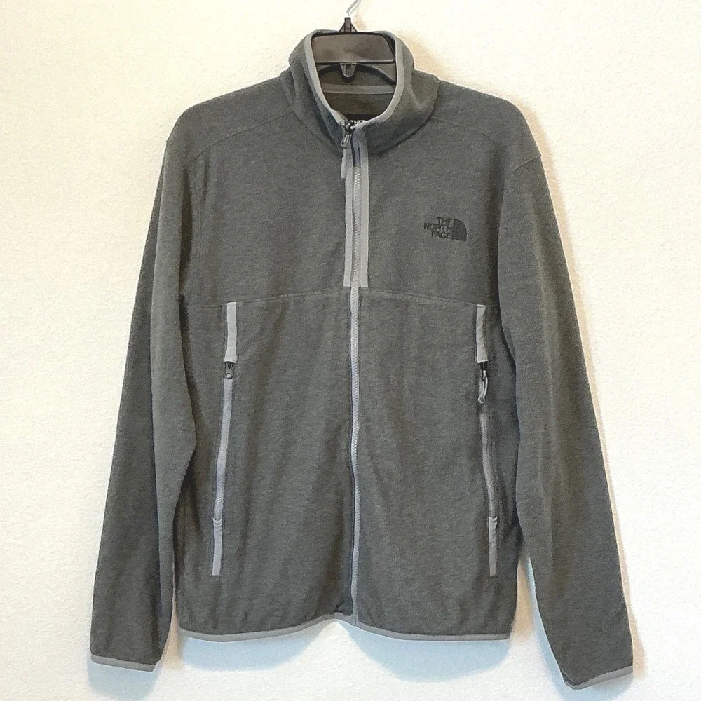 The North Face Glacier Alpine Jacket Mens M Gray Full Zip Fleece Hiking NF0A3MFV